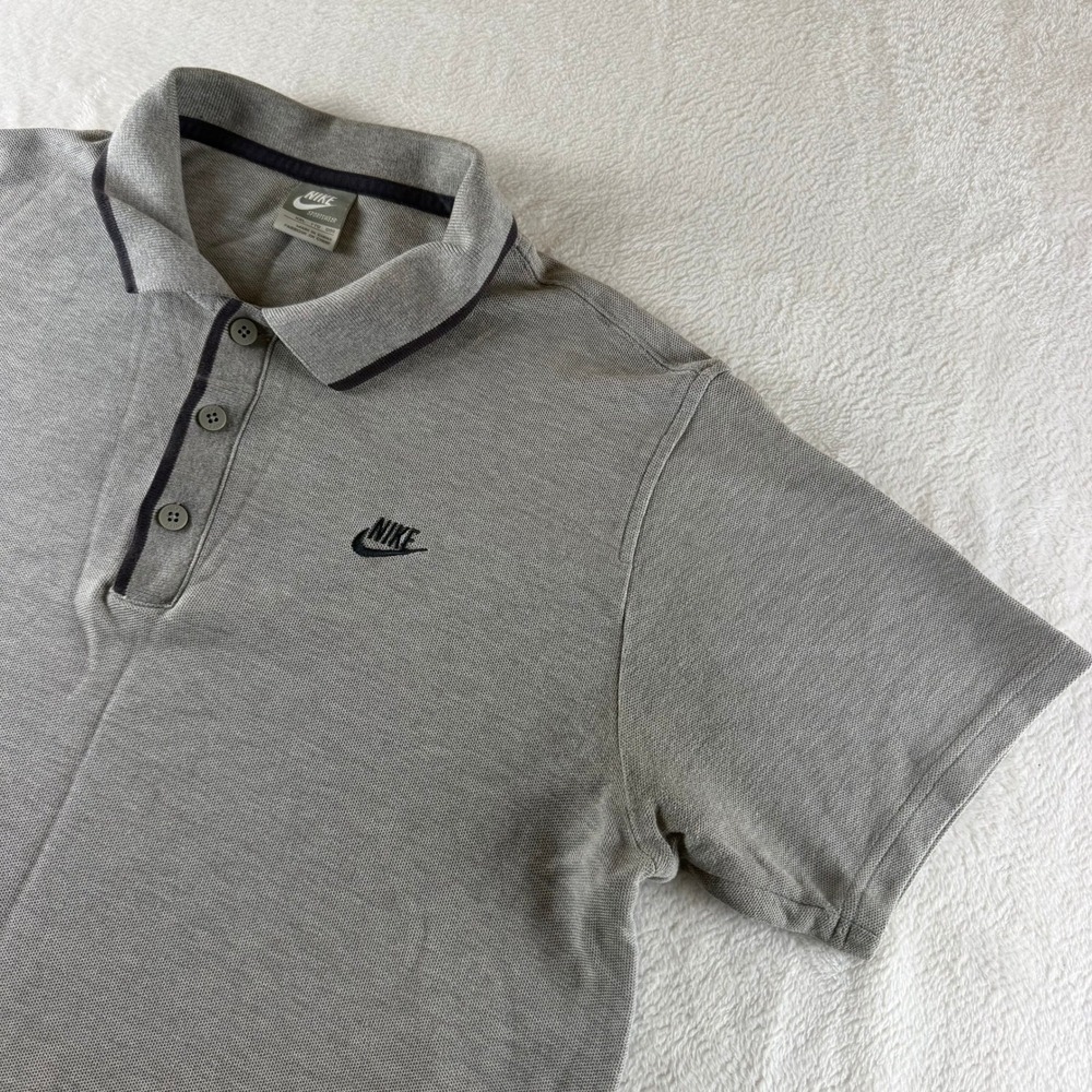 Nike Sportswear Vintage Polo Shirt Grey Mens XXL Short Sleeve Athletic Y2K